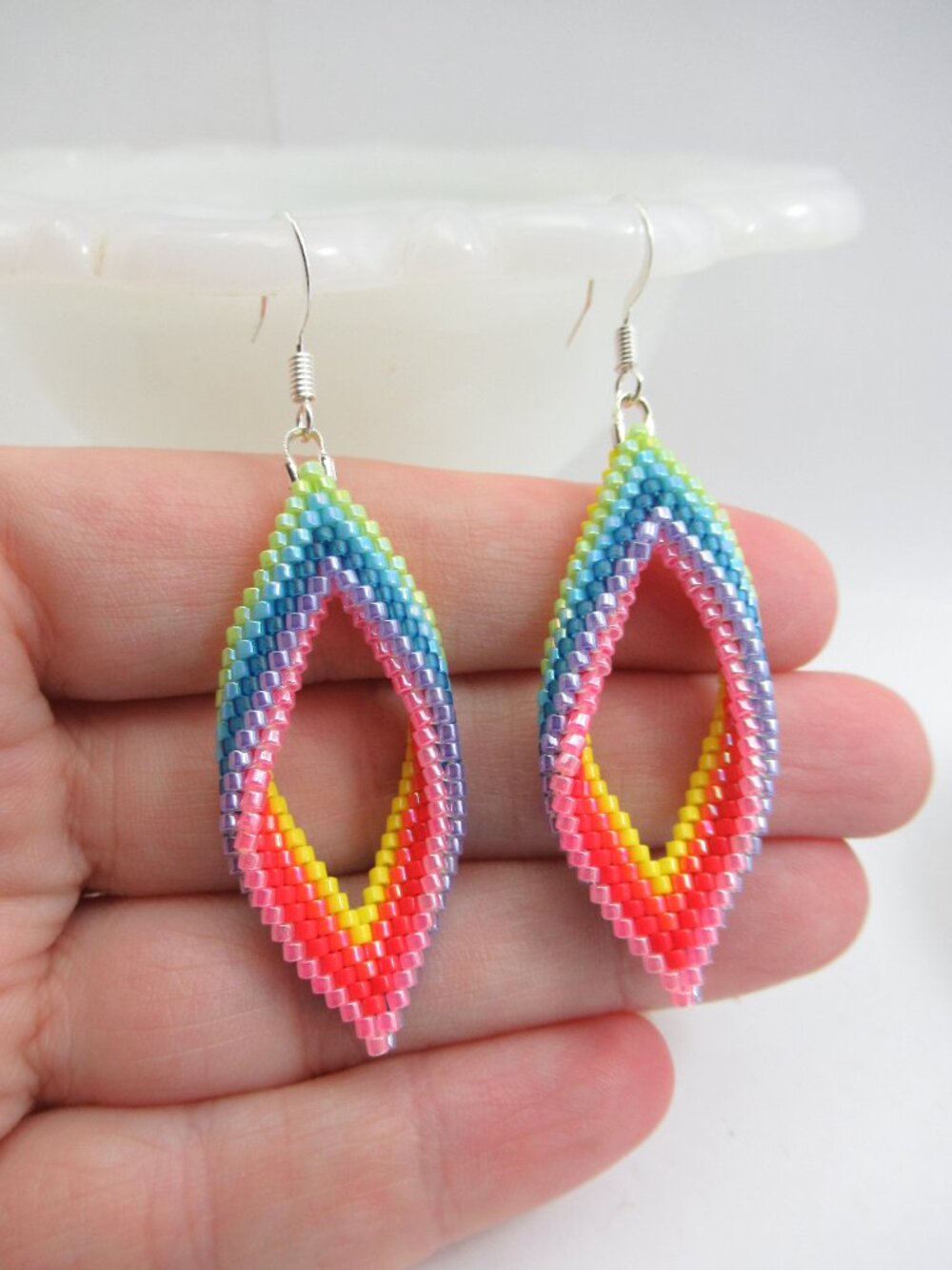 Rainbow Twisted Peyote earrings